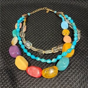 Vintage Multicolor Statement Beaded Necklace - Marked “N”